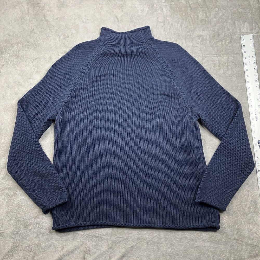 J Crew 1988 Rollneck Sweater Mens L Blue Cotton Cozy Preppy BW186 Needs Repair - Picture 8 of 12